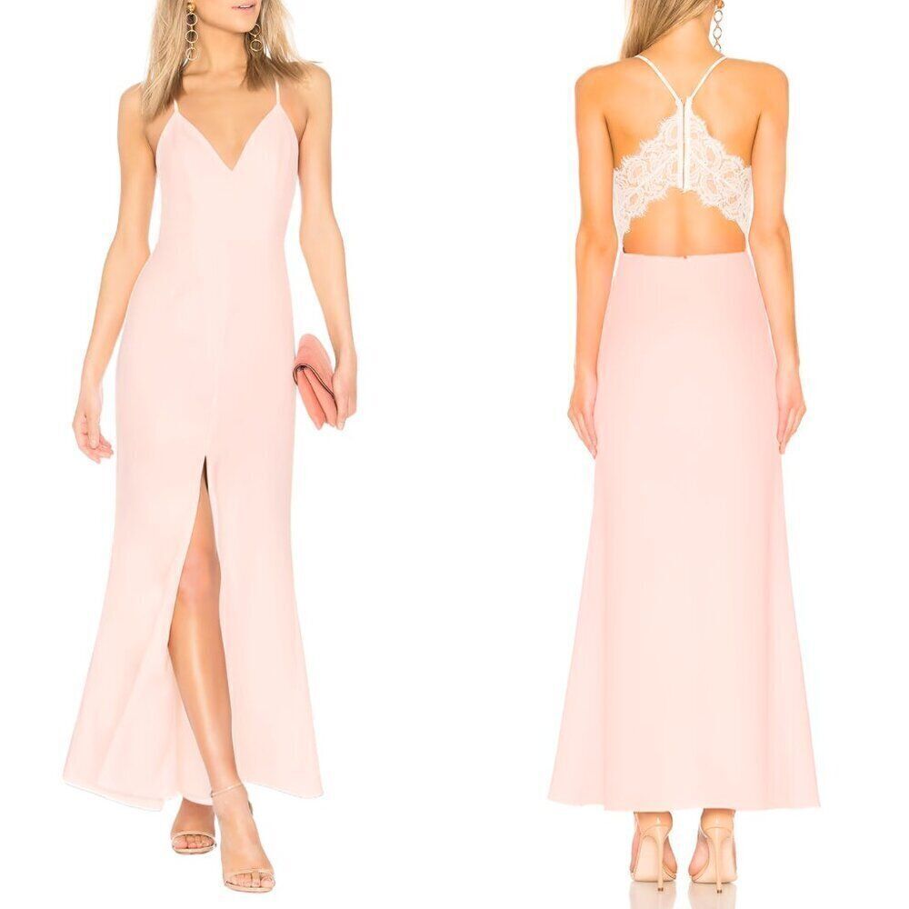NWT Lovers + Friends Helena Lace Racerback Gown in Blush